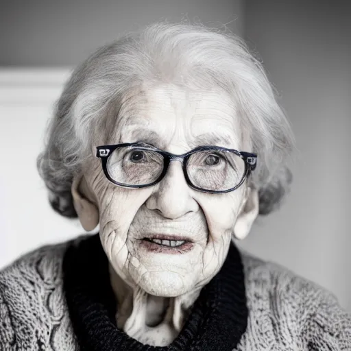 Image similar to portrait of a beautiful 8 7 year old woman with a perfectly symmetrical face. portrait photography, nikon, 5 0 mm, f / 1. 8. sharp. hd. 8 k.