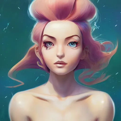 Image similar to British Pokemon original character with wild peach colored hair, Pixar style, beautiful woman, scientist, by Tristan Eaton Stanley Artgerm and Tom Bagshaw, Makoto Shinkai ilya kuvshinov and Wojtek Fus