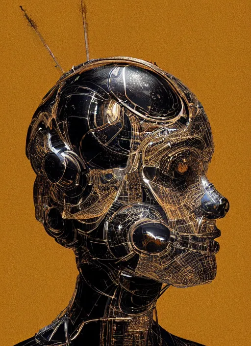 Image similar to portrait of a futuristic geisha cyborg, made from million point clouds, in the style of ghost in the shell, kintsugi, modern fine art, fractal, intricate, elegant, highly detailed, digital photography, subsurface scattering, by jheronimus bosch and he giger and greg rutkowski,