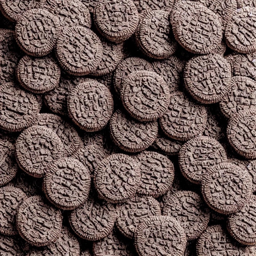 Prompt: close - up view of oreos on top of a wooden table, 8 k, high detail, photorealistic, proper shading