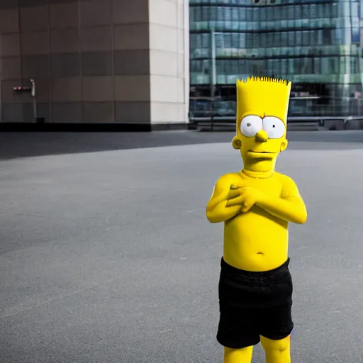Image similar to bart simpson as a real human, XF IQ4, f/1.4, ISO 200, 1/160s, 8K, RAW, unedited, symmetrical balance, in-frame