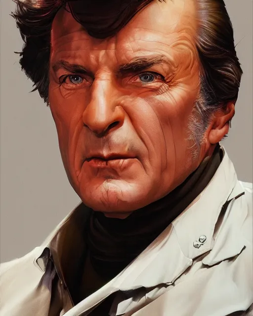 Image similar to cinematic portrait piero angela by peter andrew jones, by mark brooks, hd, hyper detailed, 4 k