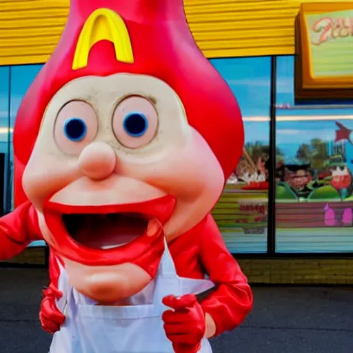 Image similar to cursed image of a fast food mascot