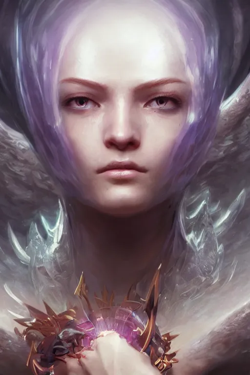 Image similar to face closeup beautiful girl necromancer casting magic spell, angel, 3 d render, hyper realistic detailed portrait, magic storm, thunder, ruan jia, wlop. scifi, fantasy, magic the gathering, hyper detailed, octane render, concept art, peter mohrbacher