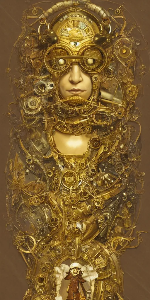 Prompt: ultra realistic illustration, victorian male puppet character made of mechanical gold and brass parts, with a green cloak, staring directly into camera, ornate, engraved, intricate, elegant, highly detailed, digital painting, artstation, concept art, smooth, sharp focus, illustration, art by michael kutsche, peter mohrbacher, alphonse mucha, artgerm and greg rutkowski