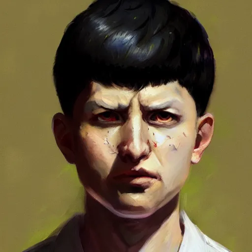 Image similar to portrait of mob psycho, shigeo kageyama painted by greg rutkowski, wlop