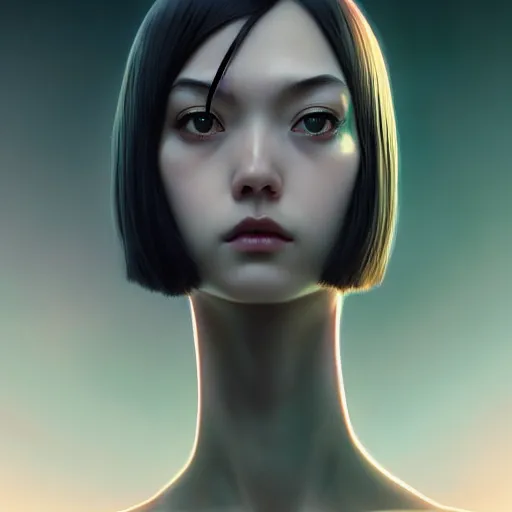 Image similar to very tall girl by junji ito, green eyes and very extremely long black hair by ilya kuvshinov, tom bagshaw, rtx reflections, octane render 1 2 8 k, extreme high intricate details by wlop, digital anime art by ross tran, wide shot, composition by tom bagshaw, lighting by wlop