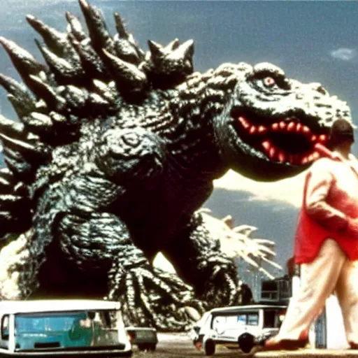 Image similar to “ still from a movie in which gary coleman plays godzilla ”