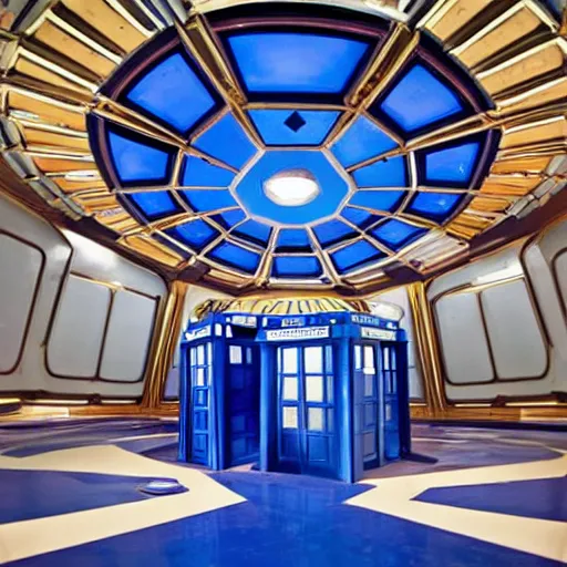 Image similar to Tardis console room, Art Deco style, by buckminster fuller and syd mead, intricate contemporary architecture, photo journalism, photography, cinematic, national geographic photoshoot