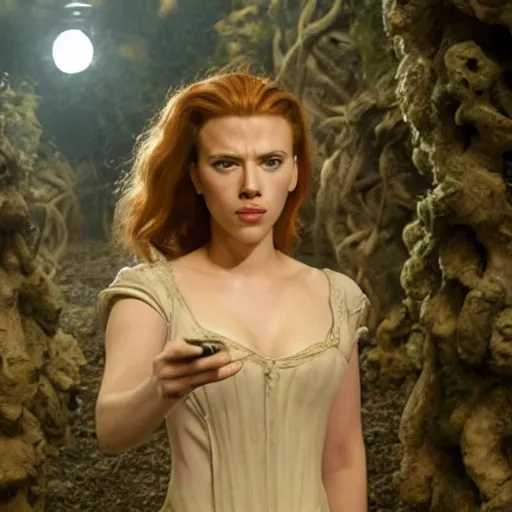 Prompt: a still of Scarlett Johansson in Pan's Labyrinth (2006)