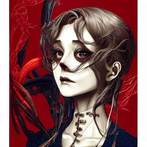 Prompt: anime manga skull portrait young woman, road to perdition, noir, skeleton, intricate, elegant, highly detailed, digital art, ffffound, art by JC Leyendecker and sachin teng