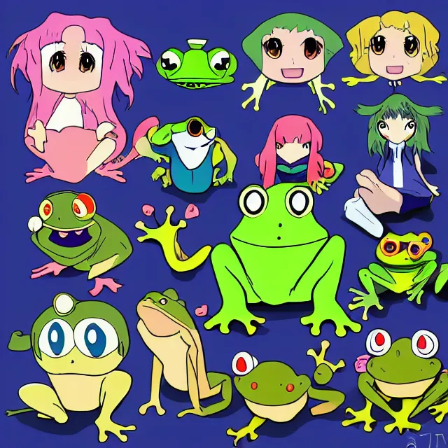 Image similar to animal, frog, character, anime