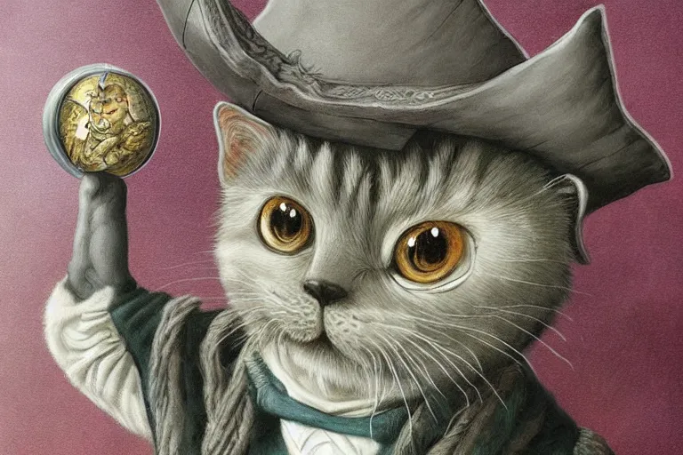 Prompt: old wizard cat painting, 3 d highly detailed, in the style of mark ryden