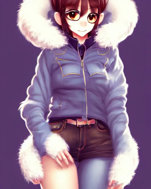 Image similar to fullbody portrait of anthropomorphic half - mouse fluffy cute anime woman in jeans coat, concept art, anime art, by a - 1 picture, trending on artstation artgerm, furaffinity, ross tran, marc davis