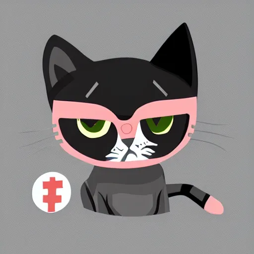 Image similar to a simplified vector based illustration about a hacker kitten, style of Akira motion movie, space colors, smooth and clean vector curves, no jagged lines, vinyl cut ready