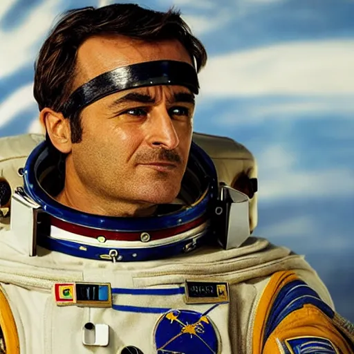 Image similar to close - up of a kurdish astronaut in a movie directed by christopher nolan, movie still frame, promotional image, imax 7 0 mm footage