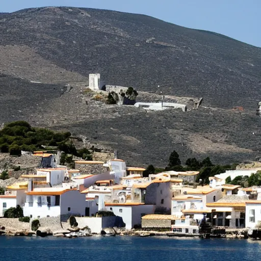 Prompt: nuke bomb in the mountain of cadaques village exploding