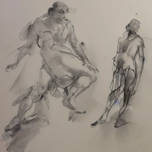 Image similar to ink water wash gesture drawing by an old master