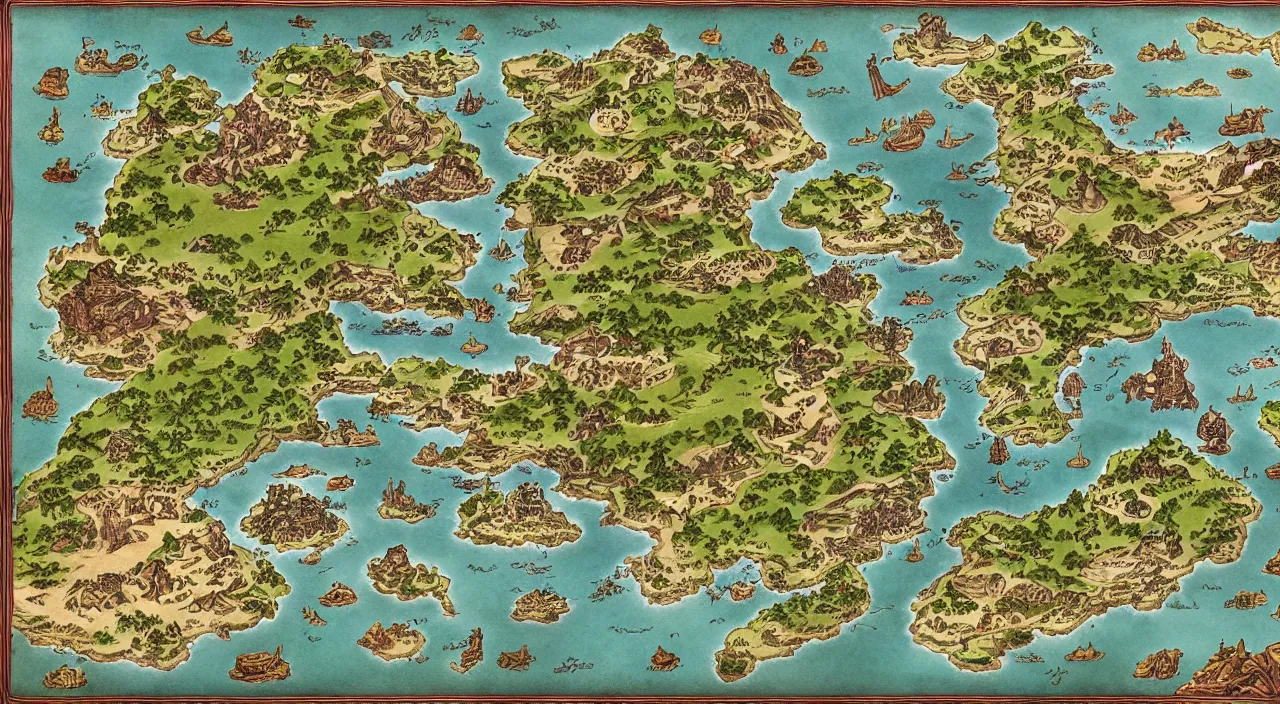 Image similar to detailed map of a fantasy world