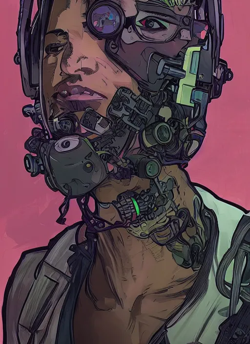 Image similar to cyberpunk fitness coach. portrait by ashley wood and alphonse mucha and laurie greasley and josan gonzalez and james gurney. spliner cell, apex legends, rb 6 s, hl 2, d & d, cyberpunk 2 0 7 7. realistic face. character clothing. vivid color. dystopian setting.