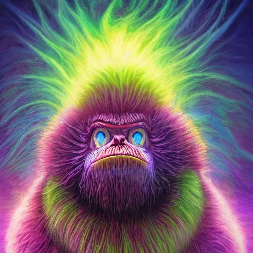 Image similar to colossal fluffy micro organism, by alex grey, fantasy, vivid colors, sharp focus, digital art, hyper - realistic, 4 k, unreal engine, highly detailed, hd, dramatic lighting by brom, trending on artstation