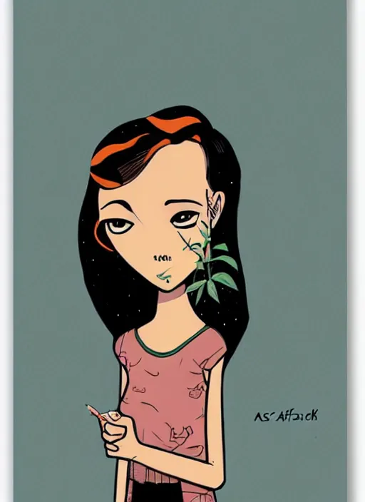 Prompt: a portrait of a pretty young lady by asaf hanuka