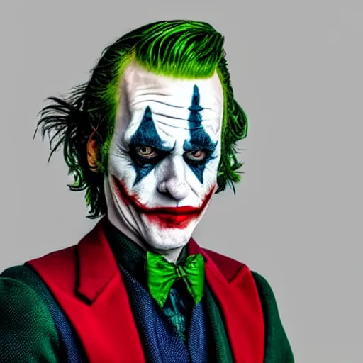 Image similar to professional portrait of the 2 0 1 9 joker wearing a imperial roman helmet, 8 k, very detailed, very intricate,