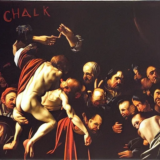 Image similar to the initial rush on black friday, by caravaggio