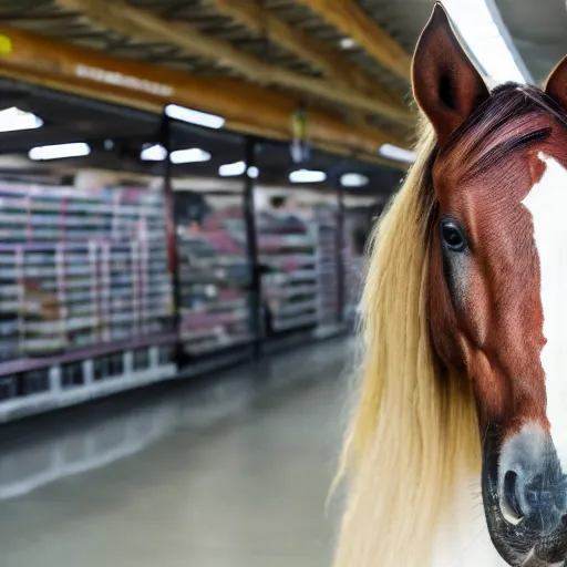 Image similar to horse shopping for groceries, 4k