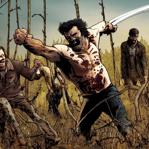 Image similar to wolverine in the walking dead 4 k detailed super realistic