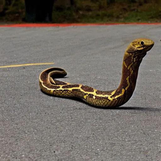 Image similar to a snake walking like a human