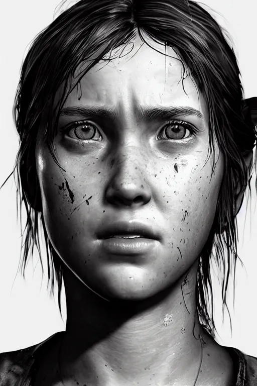 Image similar to ultra realistic facial portrait of ellie from the last of us part 2, digital art, character portrait, highly detailed, trending on artstation, lens flare, atmosphere, hyper realistic, cinematic lightning, sharp focus, unreal engine 5, extreme details perfect face, pretty face, fine - face, illustration, 8 k, ultra texture, masterpiece, oil painted texture