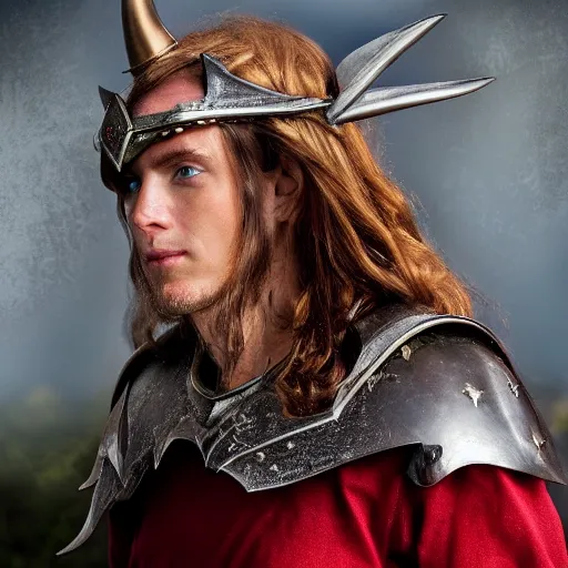 Prompt: a head and shoulders action portrait photo of an elf paladin