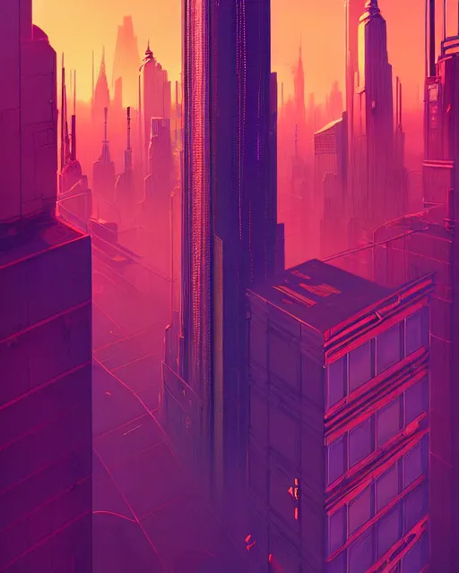 Image similar to beautiful painting of a cyberpunk new york inspired by gustave eiffel, art by mike winkelmann, golden hour, illustration, highly detailed, simple, smooth and clean vector curves, no jagged lines, vector art, smooth, artstation