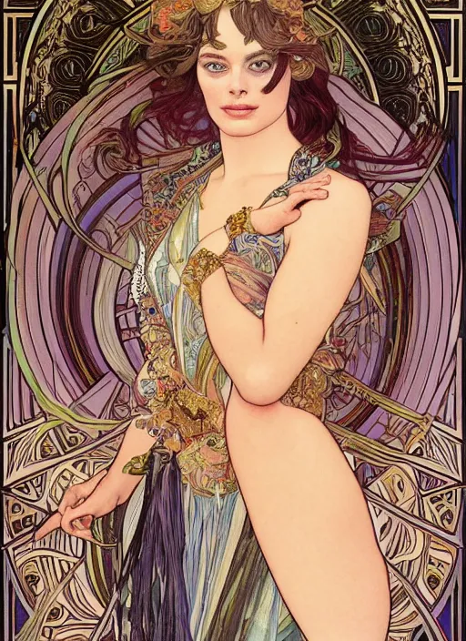 Prompt: Margot Robbie as God of Beauty, cute, fantasy, intricate, elegant, highly detailed, digital painting, 4k, HDR, concept art, smooth, sharp focus, illustration, art by alphonse mucha,artgerm, H R Giger