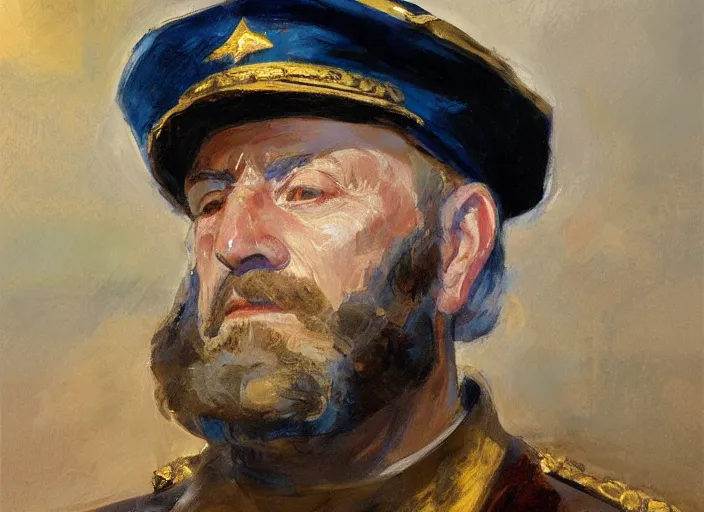 Image similar to a highly detailed beautiful portrait of captain israel, by gregory manchess, james gurney, james jean