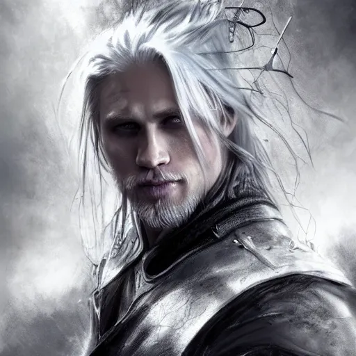 Image similar to charlie hunnam, sephiroth, darkwave, darksynth character portrait, sharp, digital matte painting, art by luis royo, greg rutkowski, wlop, dramatic lighting, trending on artstation