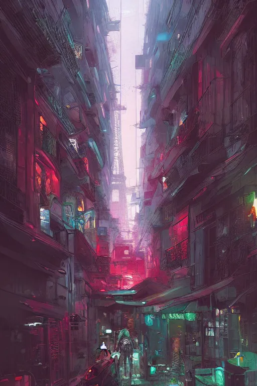 Image similar to beautiful digital illustration Paris cyberpunk style by Marc Simonetti