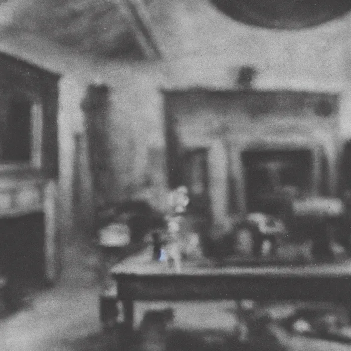 Image similar to an object on display in an ethnographic museum, film still, cinematic, out of focus, enhanced, 1 9 2 0 s, black and white, grain