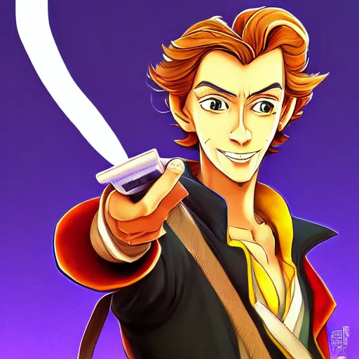 Prompt: portrait of guybrush threepwood as an arms merchant, anime fantasy illustration by tomoyuki yamasaki, kyoto studio, madhouse, ufotable, trending on artstation