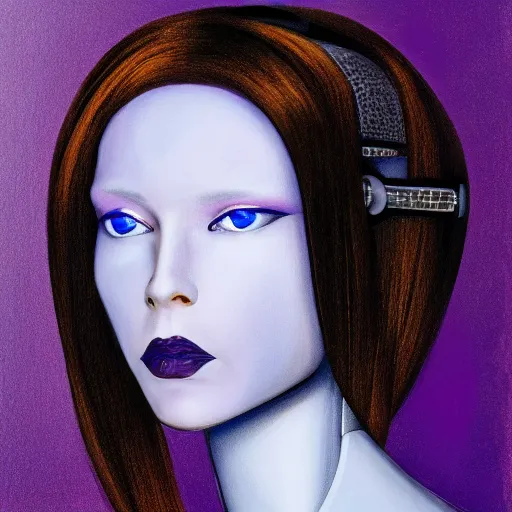 Prompt: portrait of a beautiful female robot