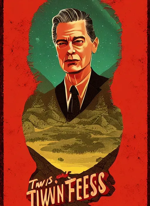 Prompt: twin peaks movie poster art by enrich torres