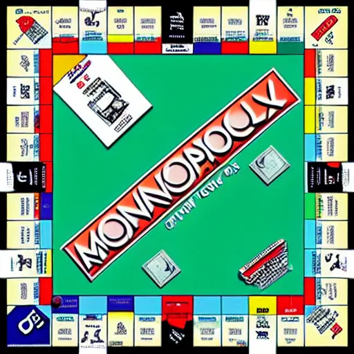 Prompt: a monopoly board made by uno.