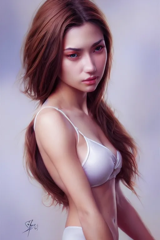 Image similar to photo of a gorgeous young woman in the style of stefan kostic, realistic, sharp focus, 8k high definition, insanely detailed, intricate, elegant, art by stanley lau and artgerm