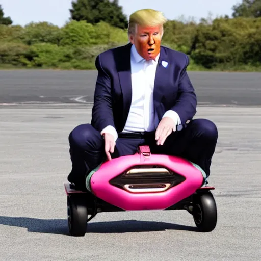 Image similar to trump riding a hoverboard