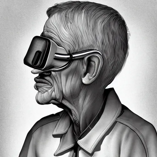 Image similar to an elderly wise man in the cosmos wearing vr headsets, digital art, detailed