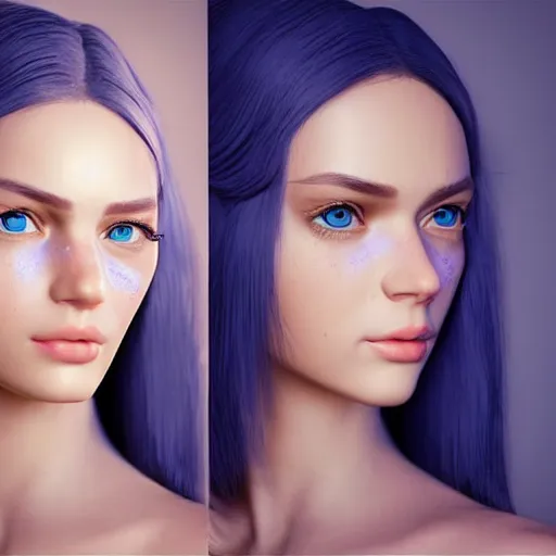 Image similar to “These 3D portraits are unbelievably realistic. unreal engine 5 RTX raytracing nvidia hairworks render of portrait of the most beautiful girl with blue eyes. futuristic. very high detailed. By Charli Amani. Photorealistic render”