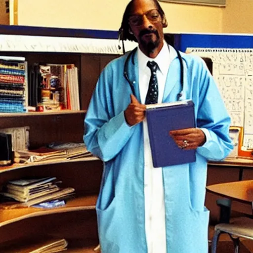 Prompt: photo of snoop dogg as a professor of medicine teaching