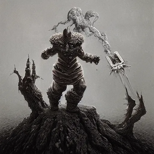 Image similar to super mario as a dark souls boss by zdzisław beksiński