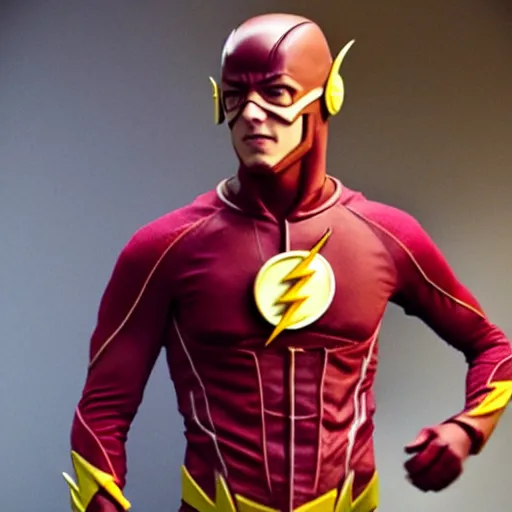 Prompt: evan evagora wearing the flash suit